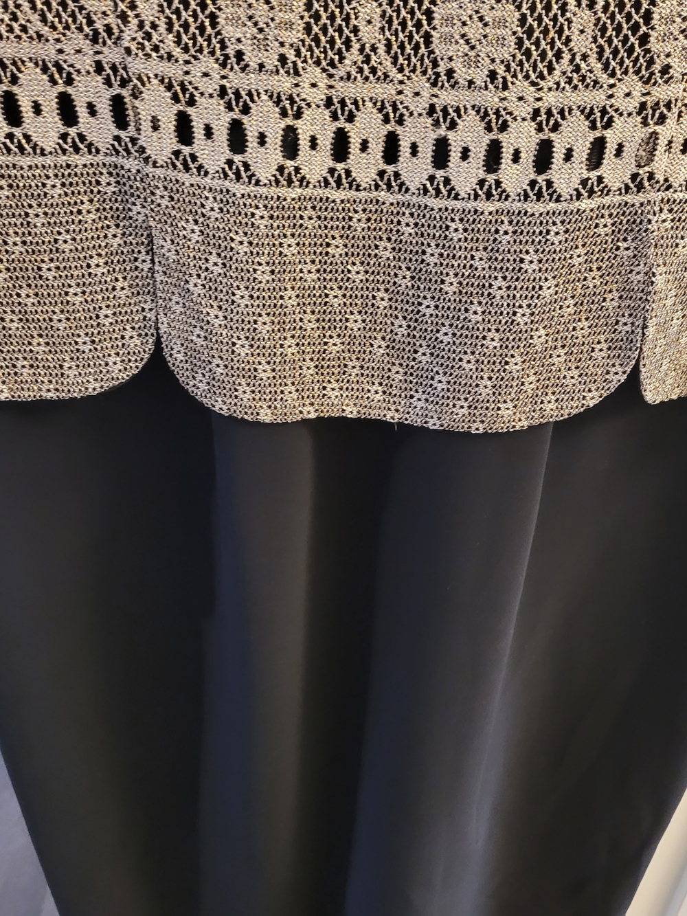 Vintage Joseph Ribkoff Couture Black Gold Metallic Maxi Evening Gown Sz 14 - Picture 11 of 14